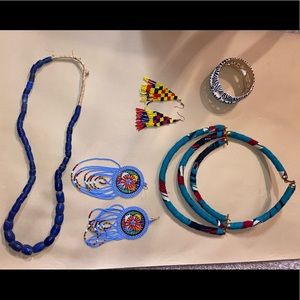 African Jewelry 5 Pc Bundle - Earrings, Necklaces, Bracelet